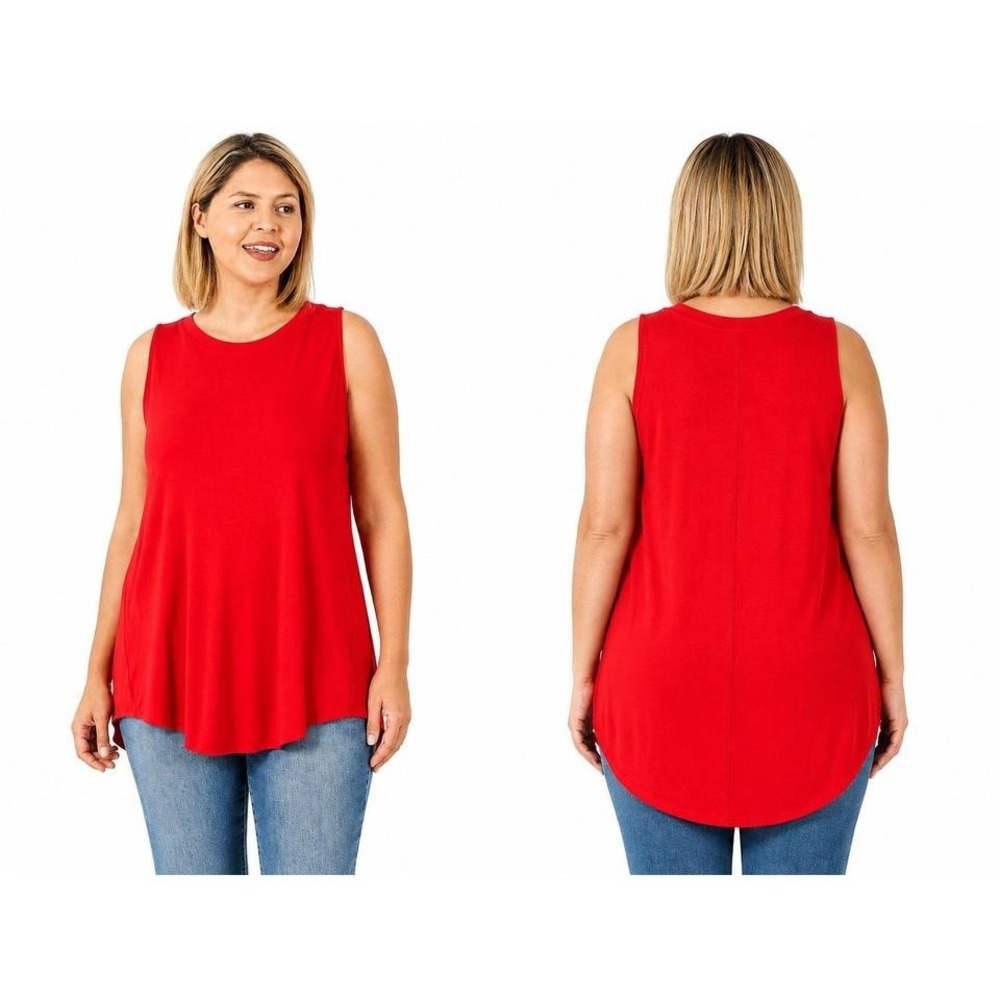 Women's Plus Size Tank Top by Zenana Hi-Low Ruby Red Size 2X New With Tags